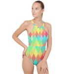 Low Poly Triangles High Neck One Piece Swimsuit