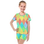 Low Poly Triangles Kids  Mesh Tee and Shorts Set