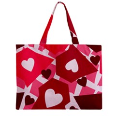 Pink Hearts Pattern Love Shape Zipper Mini Tote Bag by Pakrebo
