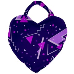 Purple Blue Geometric Pattern Giant Heart Shaped Tote by Pakrebo