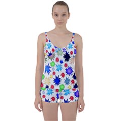 Inks Drops Black Colorful Paint Tie Front Two Piece Tankini by Pakrebo