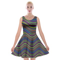 Ornamental Line Abstract Velvet Skater Dress