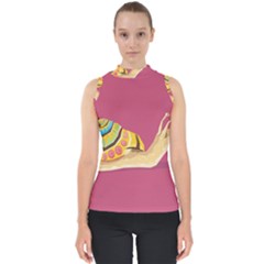 Snail Color Nature Animal Mock Neck Shell Top