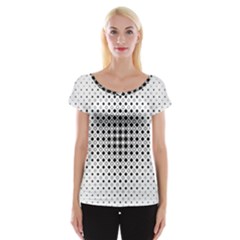 Square Center Pattern Background Cap Sleeve Top