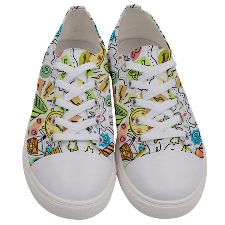 Doodle New Year Party Celebration Women s Low Top Canvas Sneakers