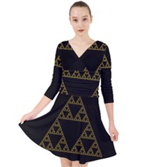 Sierpinski Triangle Chaos Fractal Quarter Sleeve Front Wrap Dress by Alisyart
