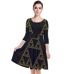 Sierpinski Triangle Chaos Fractal Quarter Sleeve Waist Band Dress by Alisyart