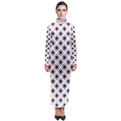 Stylized Flower Floral Pattern Turtleneck Maxi Dress