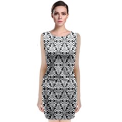 Ornamental Checkerboard Sleeveless Velvet Midi Dress