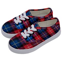 Blue & Red Plaid Kids  Classic Low Top Sneakers by WensdaiAmbrose