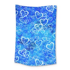 Valentine Heart Love Blue Small Tapestry by Mariart