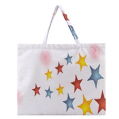 Star Rainbow Zipper Large Tote Bag