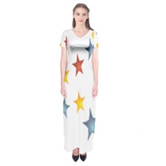 Star Rainbow Short Sleeve Maxi Dress by Alisyart