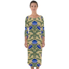 Pattern Thistle Structure Texture Quarter Sleeve Midi Bodycon Dress by Pakrebo