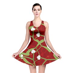 Mistletoe Christmas Texture Advent Reversible Skater Dress by Pakrebo