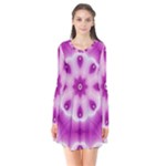 Pattern Abstract Background Art Purple Long Sleeve V-neck Flare Dress