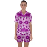Pattern Abstract Background Art Purple Satin Short Sleeve Pyjamas Set