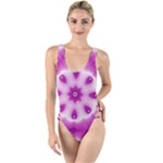 Pattern Abstract Background Art Purple High Leg Strappy Swimsuit