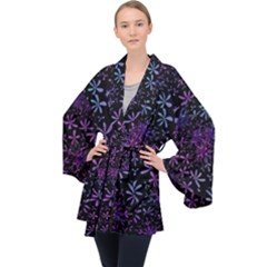 Retro Lilac Pattern Velvet Kimono Robe by WensdaiAmbrose