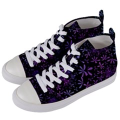 Retro Lilac Pattern Women s Mid-top Canvas Sneakers by WensdaiAmbrose