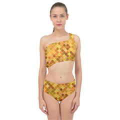 Square Pattern Diagonal Spliced Up Two Piece Swimsuit by Mariart