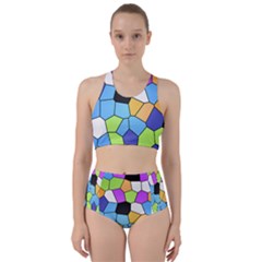 Stained Glass Colourful Pattern Racer Back Bikini Set by Mariart