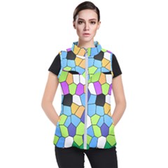 Stained Glass Colourful Pattern Women s Puffer Vest