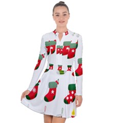 Christmas Stocking Candle Long Sleeve Panel Dress by Mariart