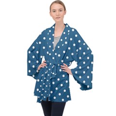 Polka Dot - Turquoise  Velvet Kimono Robe by WensdaiAmbrose