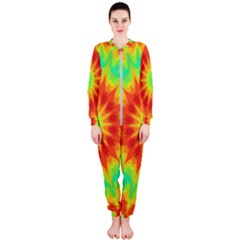 Kaleidoscope Background Mandala Red Green Onepiece Jumpsuit (ladies)  by Mariart