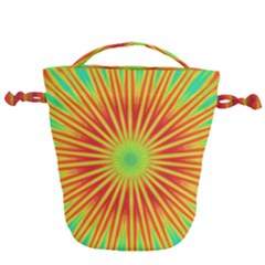 Kaleidoscope Background Mandala Red,green Sun Drawstring Bucket Bag
