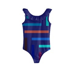 Line Background Abstract Kids  Frill Swimsuit by Mariart