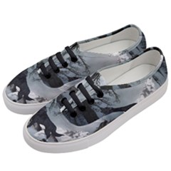 Awesome Black And White Wolf In The Dark Night Women s Classic Low Top Sneakers by FantasyWorld7