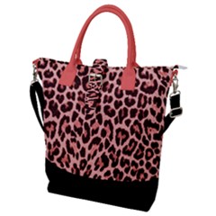 Coral Leopard Print  Buckle Top Tote Bag by TopitOff