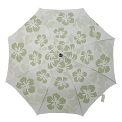 Hibiscus Green Pattern Plant Hook Handle Umbrellas (small) by Alisyart