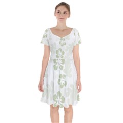 Hibiscus Green Pattern Plant Short Sleeve Bardot Dress by Alisyart