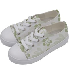 Hibiscus Green Pattern Plant Kids  Low Top Canvas Sneakers