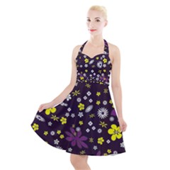 Buttercups & Violets Halter Party Swing Dress  by WensdaiAmbrose