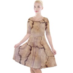 Stone Surface Stone Mass Quarter Sleeve A-line Dress