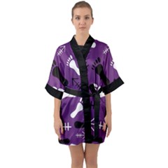 Purple Quarter Sleeve Kimono Robe by HASHHAB