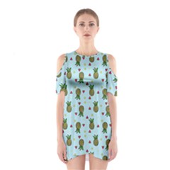 Pineapple Watermelon Fruit Lime Shoulder Cutout One Piece Dress by Mariart