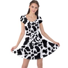 Black On White Cow Skin Cap Sleeve Dress by LoolyElzayat