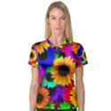 Sunflower Colorful V-Neck Sport Mesh Tee View1