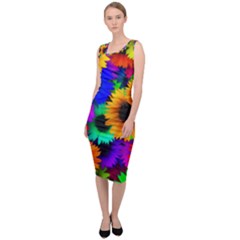 Sunflower Colorful Sleeveless Pencil Dress by Mariart