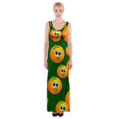 Seamless Orange Pattern Maxi Thigh Split Dress by Mariart
