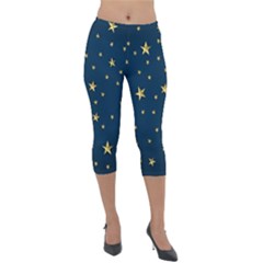 Stars Night Sky Background Space Lightweight Velour Capri Leggings 