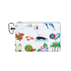 Summer Dolphin Whale Canvas Cosmetic Bag (small) by Alisyart
