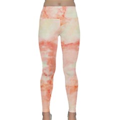 Coral Marble Lightweight Velour Classic Yoga Leggings by TopitOff