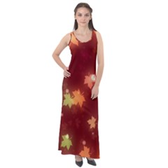 Leaf Leaves Bokeh Background Sleeveless Velour Maxi Dress