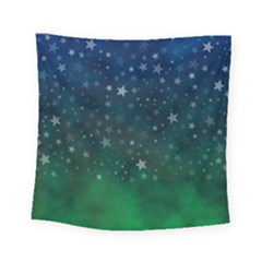 Background Blue Green Stars Night Square Tapestry (small)